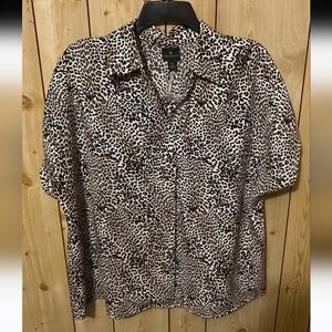 Leopard Print Button-Up Blouse